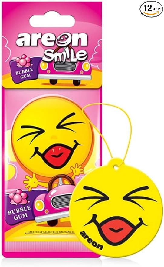 AREON Smile I Design Hanging Car Air Freshener, Bubble Gum (Pack of 12)
