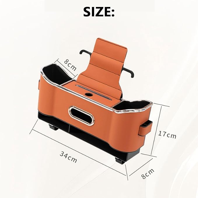 Multifunctional Car Seat Back Storage Box, Multifunctional Car Logo Seat Back Storage Box, Universal back seat car organizer, Car Tissue Organizer Back Seat with 2 Drink Cup Holder (Black)