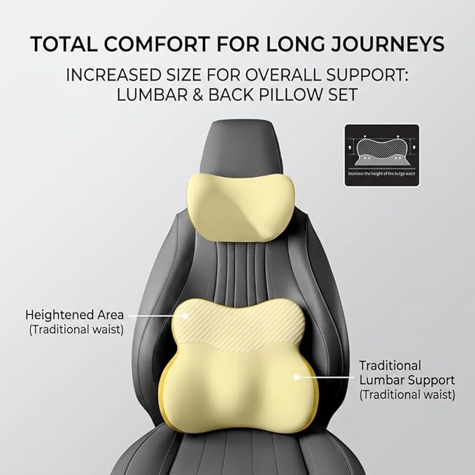 Car Headrest Pillow & Lumbar for BMW 1 Series (3door) E81 2007 2008 2009 2010 2011, Car Seat Neck Pillow Back Support, Breathable All-Season Automotive Seat Cushions, 2PCS,B Gray