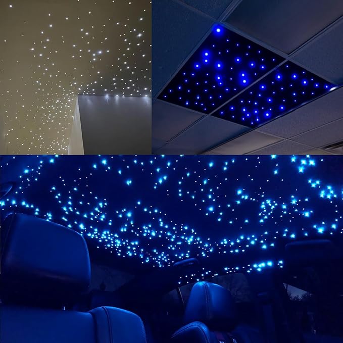 AKEPO 16W Small Size Twinkle Fiber Optic Lights Kit, Music Activated 550 Strands 9.8ft/3m 0.03in Optical Fiber APP+RGBW Star Ceiling Light Kit for Car Headliner Starlight/Home