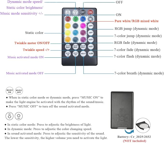 AKEPO Fiber Optic Lights kit Twinkle+ APP Control + Music Effect for Star Ceiling Sky Light Car Home Use, RGBW Light Engine+Optical Fiber Cable 375pcs of 9.8ft/3m(0.03+0.04+0.06in)+28key Remote