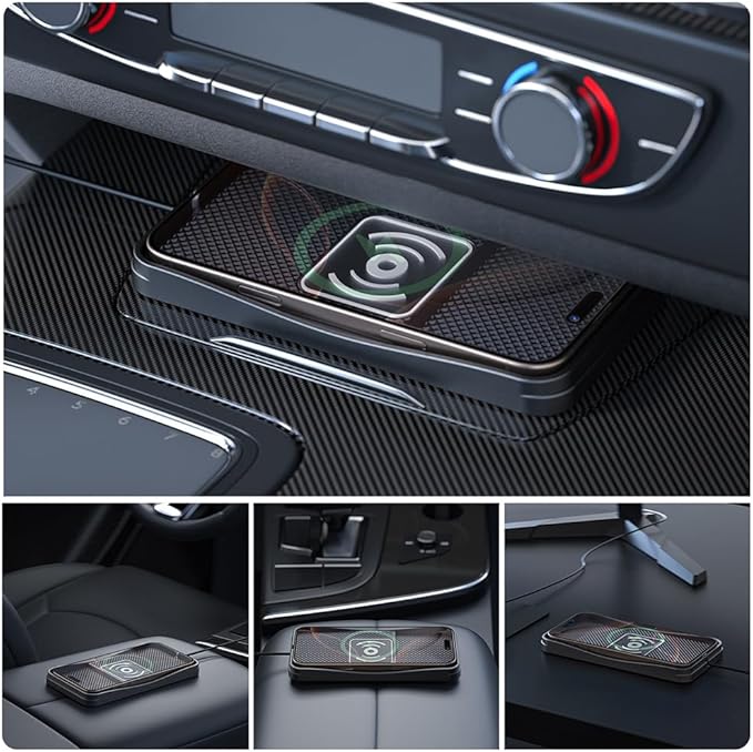 Car Wireless Charger Pad for Toyota Tacoma 2000-2025, Type-C/USB 20W Fast Wireless Car Charger Pad Non-Slip Cordless Charging Mat,B-30cm Cable USB Plug