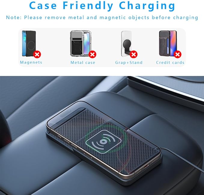 Wireless Charging Pad for Car for Toyota 4Runner 2000-2025, Non-Slip Type C/USB 20W Fast Phone Charging Pad DIY Trim-to-Fit No Interior Damage,A&USB