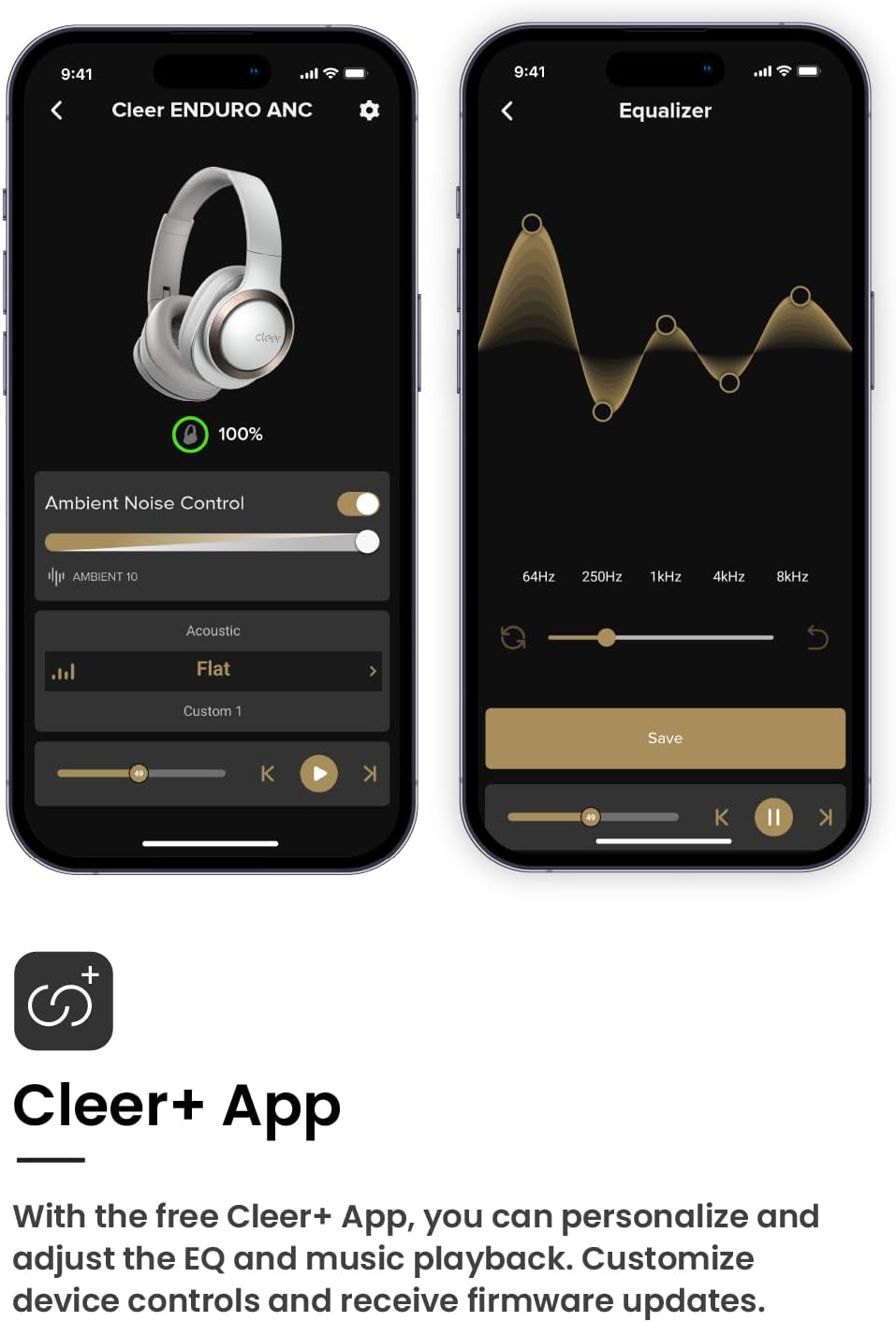 Cleer Audio Enduro ANC Noise Canceling Headphones, Bluetooth Multipoint Connection, Over-The-Ear Design with Mic, Crystal Clear Hands-Free Calling, up to 60 Hours of Battery Life - Light Grey