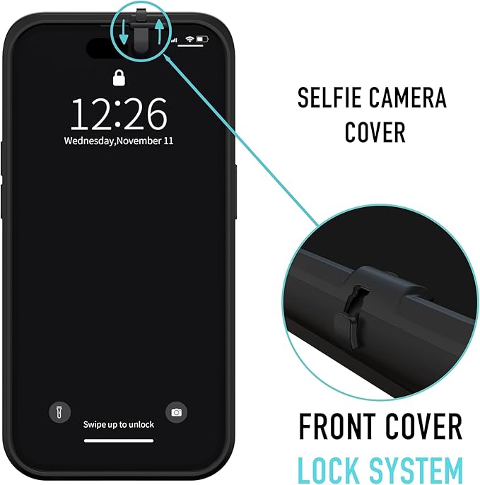 Spy-Fy iPhone 15 Privacy Case with Camera Covers Front and Rear | Magsafe compatible and Kickstand | Protect Your iPhone and Privacy | 6-Foot Drop Proof | 6,1 Inch | Camera Protection by Valenta