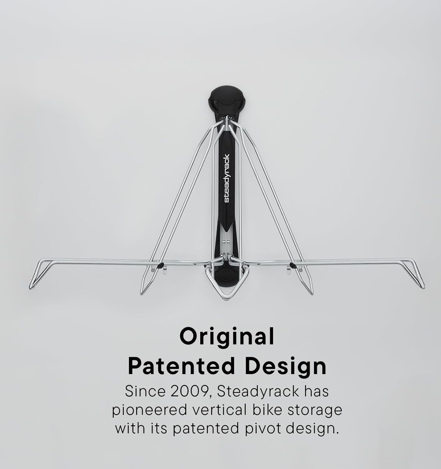 Steadyrack Bike Rack for Road Bikes - The Original Wall Mounted Vertical Bike Storage - Fits Narrow Tires - Space Saving Pivot Design - Heavy-Duty Steel Rack for Indoor Garage, Apartment or Home Use