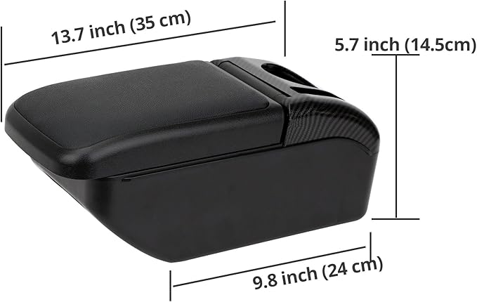AULPHIKE Compatible with Ford Fiesta Armrest 3 MK7 2009-2017 Car Center Console Organizer Armrests Double Layer Storage with USB Ports（Black Style）