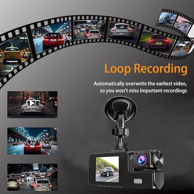 1080P Dual Dash Camera for Car Front and Inside Dashcam Car Security Video Recorder,170°Wide Angle Vehicle Cam,WDR,G-Sensor,2’’ IPS Screen,Loop Recording,Night Vision (Dual Dash Cam with 32G Card)