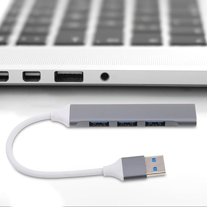 Kichvoe USB Hub Multiport Expander for Laptop and PC USB Splitter with Dark Gray Finish and Packaging Box Compatible with Gaming Accessories