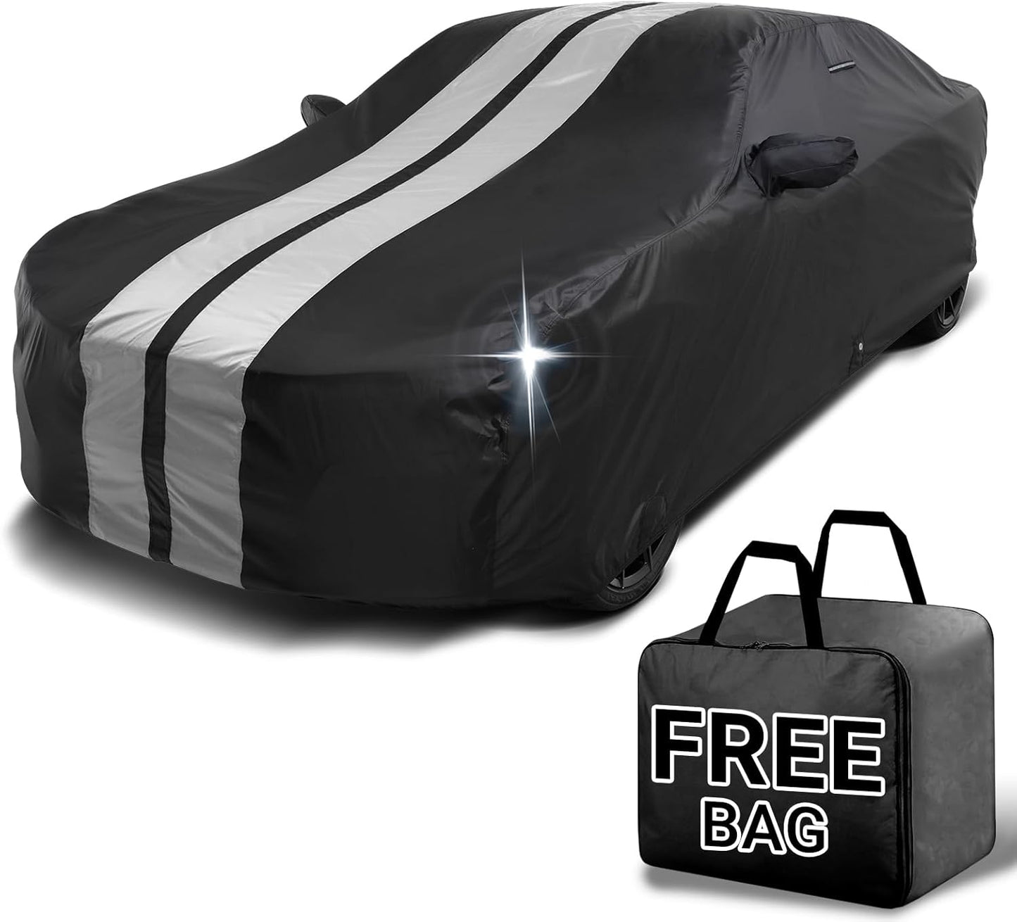 iCarCover Custom Car Cover for Chevy Lumina Coupe (1990-1994) Waterproof All Weather Rain Snow UV Sun Protector Full Exterior Indoor Outdoor Car Cover (Stripe - Black/Gray)