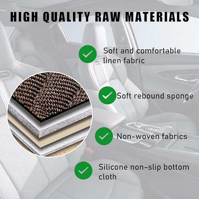 4PCS Car Seat Cover Pad, Breathable Auto Front Seat Bottom Cushion Mat & Seatback Cover, Soft Comfortable Vehicle Full Seat Protector, Universal Truck SUV Car Accessories (Black)