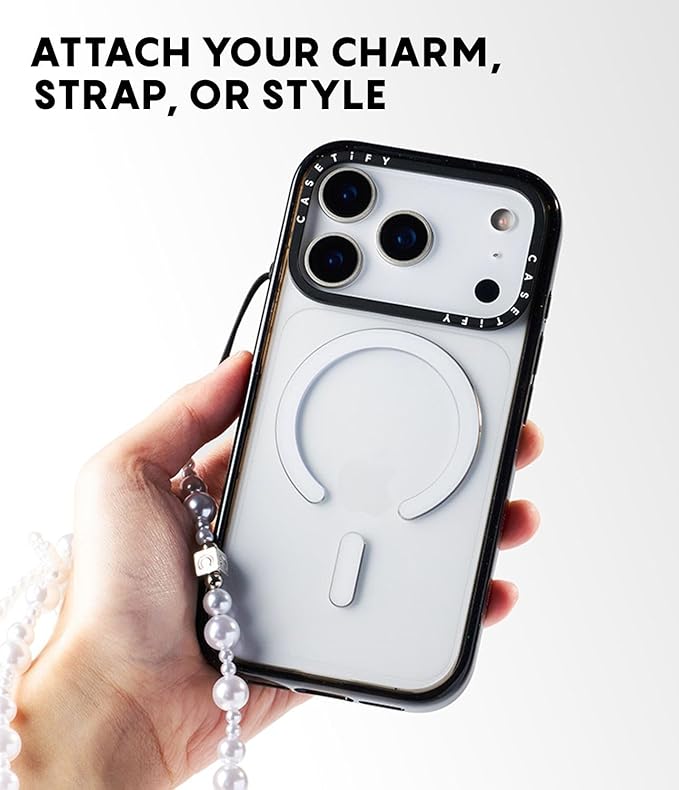 CASETiFY Impact iPhone 17 Pro Case [Slim/Compatible with Magsafe / 8.2 ft. 4X Military Grade Drop Protection] - Lazy Daisy - Clear Black