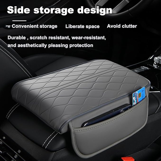 1 Pack Car Center Console Cover Custom Fit for Alfa Romeo Stelvio 2017-2021 2022, Leather Memory Foam Armrest Cushion Protector, Anti-Scratch Durable Armrest Pad,Coffee Brown