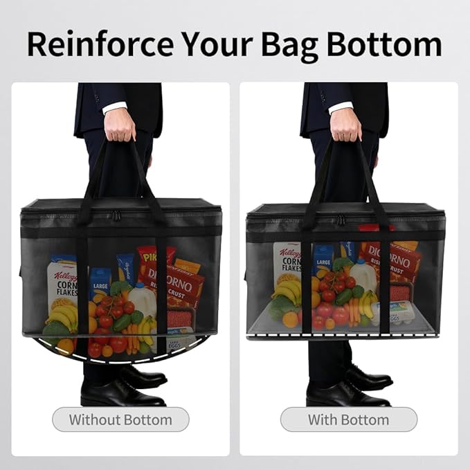 Bodaon Large 2-Pack Insulated Food Delivery Bag With Hard Bottom, XXXL Grocery Shopping/Catering/Bags, Rideshare Delivery Bag, Cold/Hot Styrofoam Carrier for Travel/Car
