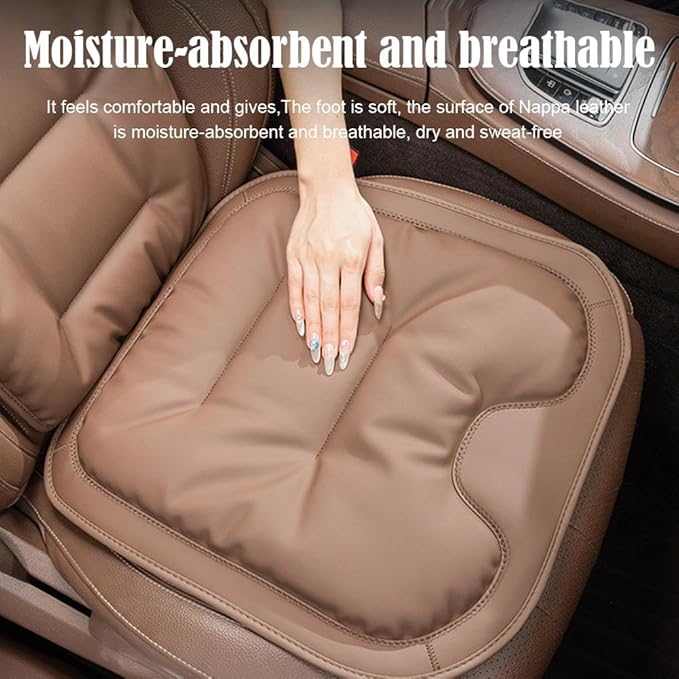 Skin-Friendly & Dirt-Repellent Leather Seat Cushions, 2026 Car Seat Cushion for Driving, 1.57" Thick Comfort Seat Protector, Universal Non-Slip Memory Foam Pad for Car (Red, Front Seat Cushion)