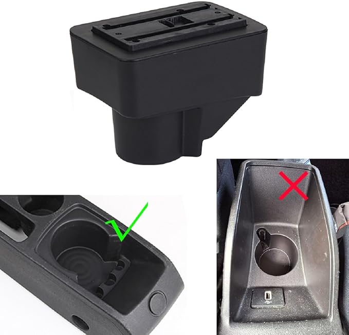 AULPHIKE Compatible with Ford Fiesta Armrest 3 2011-2018 Car Center Console Organizer Armrests Double Door Storage with USB Ports（Black Style）