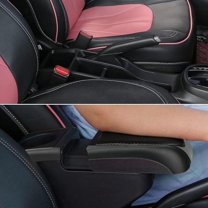 AULPHIKE Compatible with Nissan Versa Armrest 2020-2024 Center Console Organizer Armrests Double Layer Storage Space with USB Ports