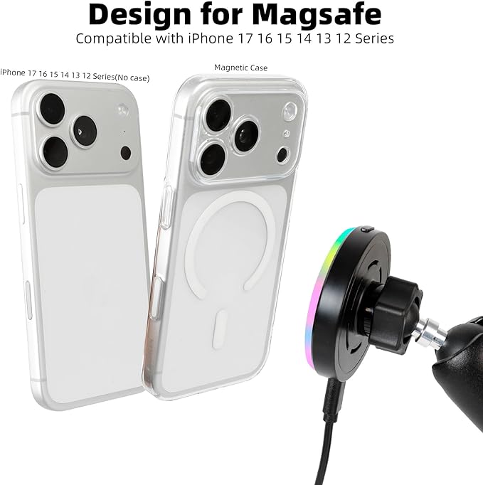 1 inch Ball Magnetic Wireless Charging Phone Holder Base for Magsafe, 5.9" Aluminum Long Arm, 1" (25mm) Ball Mount for MagSafe Charger, Compatible with RAM Mounts B Size Components