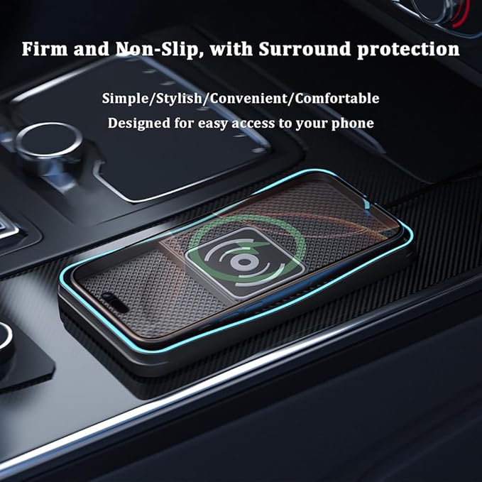 Car Wireless Charger Pad for Nissan Z 2023-2026, Type-C/USB 20W Fast Wireless Car Charger Pad Non-Slip Cordless Charging Mat,B-30cm Cable USB Plug