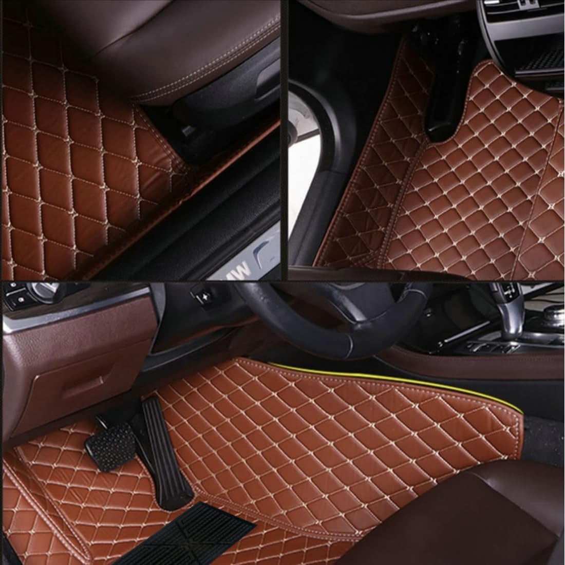 Custom Personalized Floor Mats for Cars，Luxury Full Coverage All Car Floor Mats，Anti-Slip Leather Car Mat Set ，Custom Floor Mats for 99% of Cars, Trucks & SUVs. (Purple and Black)