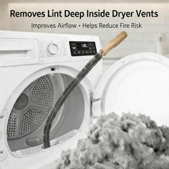 Dryer Vent Cleaner Kit (2-Pack): Flexible Extra Long Lint Brush & Refrigerator Coil Brush - Professional Dust & Pet Hair Remover for Appliance Cleaning