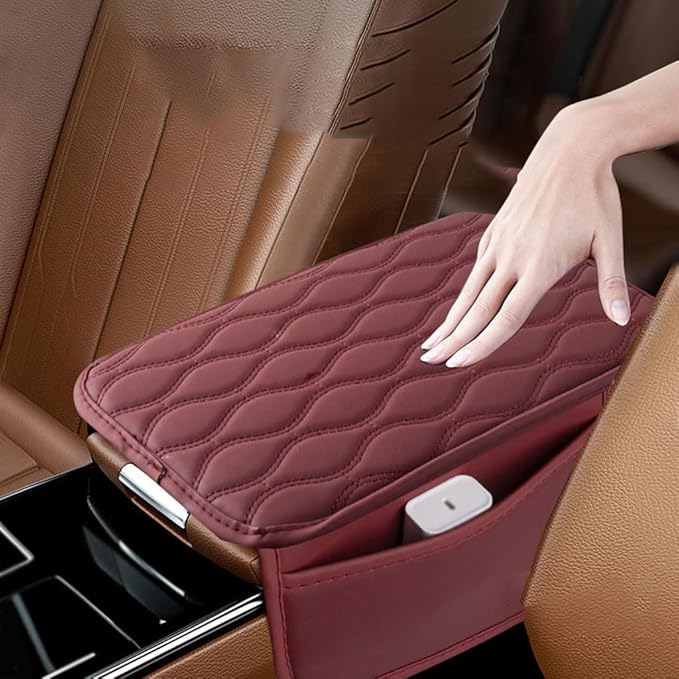 Car Armrest Pad for Genesis GV80 GV70 SUV GV60, Waterproof Center Console Cushion Pad Cover Armrest Storage Box Mat Protection Interior Accessories,A-Beige