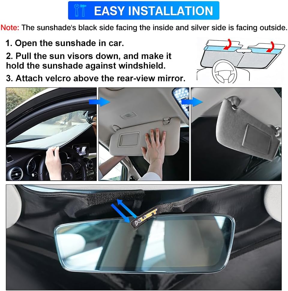 KUST Windshield Sun Shade for GMC Canyon/Chevy Colorado 2015-2022 Window Sunshade Sun Visor Protector Foldable Blocks UV Rays Keep Your Car Cooler