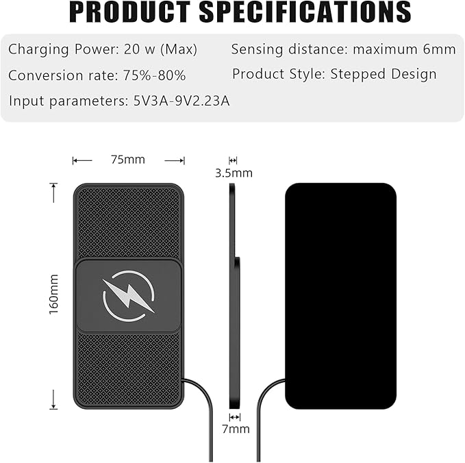 Wireless Car Phone Charger for Mercedes-Benz C-Class (W206) 2021–2025, Type C/USB 20W Fast Charging Pad, Non-Slip Charging Station for Travel Home Office Desk, Lightweight,Type-C