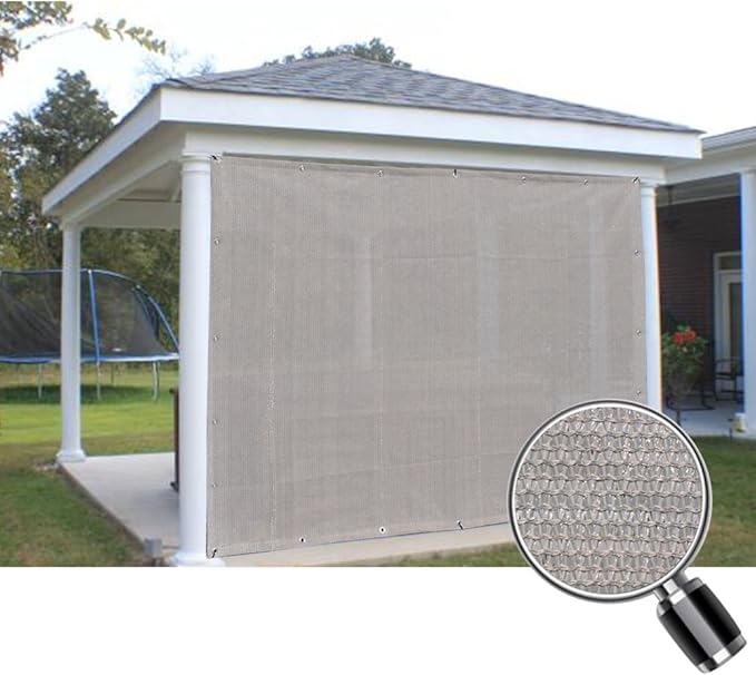 Alion Home Sun Shade Privacy Panel with Grommets and Hems on 4 Sides for Patio, Awning, Window, Pergola or Gazebo - Smoke Tan(8' X 8')