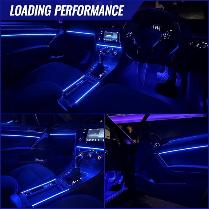 Ambient Lighting Car Led Lights Interior,43.3’’ USB Powered Acrylic Neon Flexible Strip Fiber Optic LED Ambient Lighting Kits with Remote APP, RGB Music Lights Sync for Inside car Dashboard
