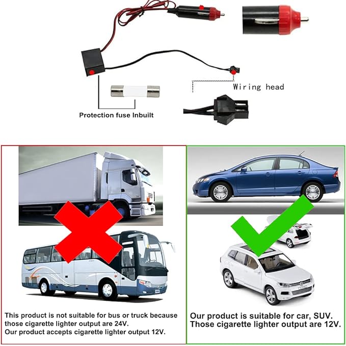 MaxLax Pink EL Wire Car Interior LED Kit - 16.4ft Flexible neon-Style Wire with 12V Fused Power Supply. Features 6mm Reinforced Edge for Easy auto Installation