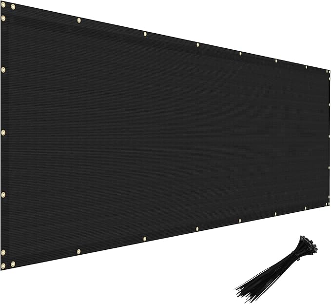 Windscreen4less Privacy Fence Screen Heavy Duty Windscreen Fencing Mesh Fabric Shade Net Cover with Brass Grommtes for Outdoor Wall Garden Yard Pool Deck, 8'x258' Black