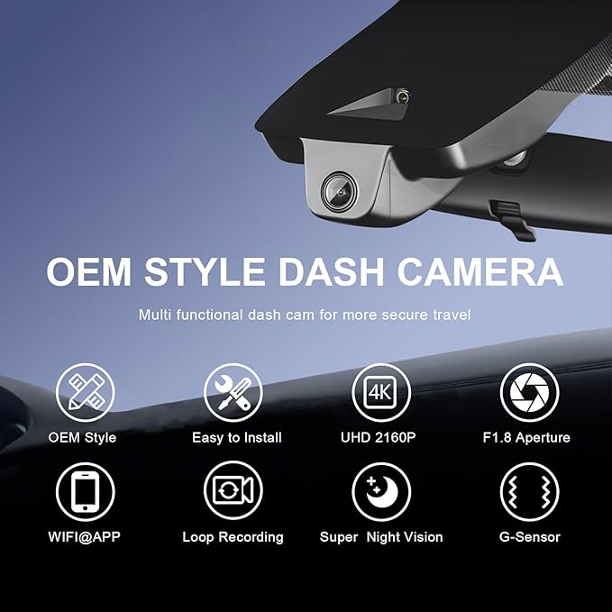 Mangoal Front 4K & Rear 1080p Dash Cam Custom fit for Toyota Camry & Camry Hybrid 2018 2019 2020 (Model B), LE L XLE SE XSE Sedan 4D, Integrated OEM Look, UHD 2160P Video, App & WiFi,128GB Card