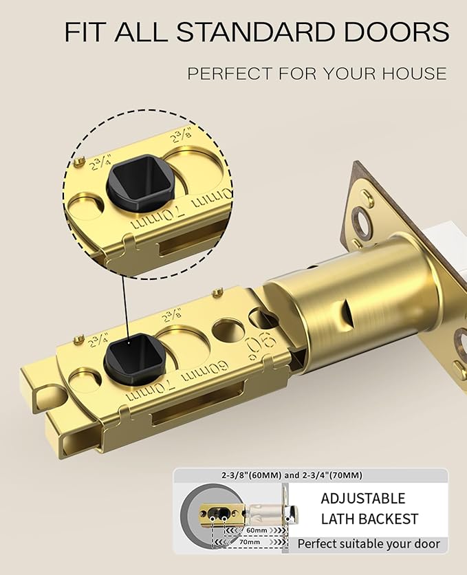 Asidrama 1 Pack Antique Brass Privacy Door Knobs with Lock, Vintage Door Handles with Antique Brass Door Knobs Interior for Bedroom or Bathroom, Heavy Duty Door Lever for Left Right Sided Doors