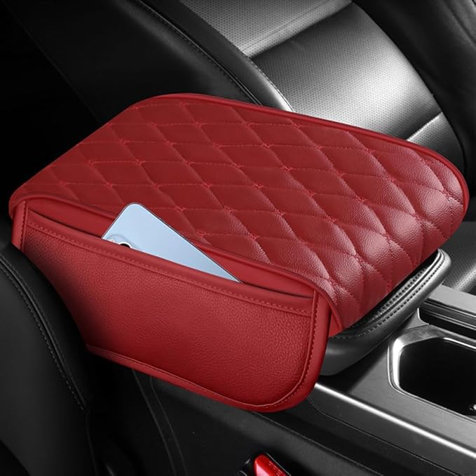 Universal Car Armrest Pad for Lexus RX|RX AL30 AL20 AL10 XU30 RX 450 350 200 270 Leather Armrest Box Center Console Cover Pad Waterproof Arm Rest Protector Decor Accessories,Red-Normal