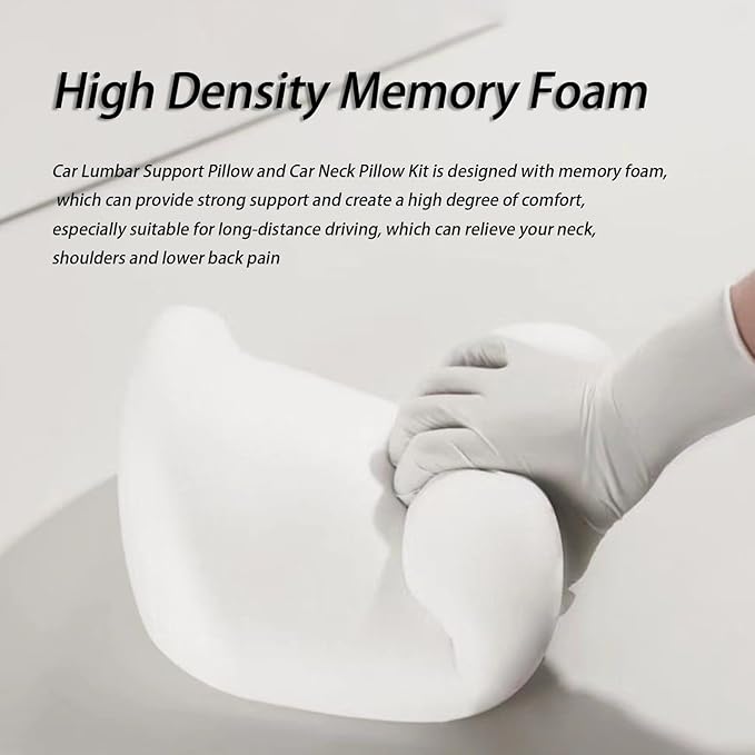 Car Lumbar Support Pillow and Car Neck Pillow Kit for Audi Q8 2018 2019 2020 2021 2022 2023 2024 2025 2026, Car Seat Neck Back Rest Pillows, Ergonomic Car Seat Headrest & Lumbar Cushion