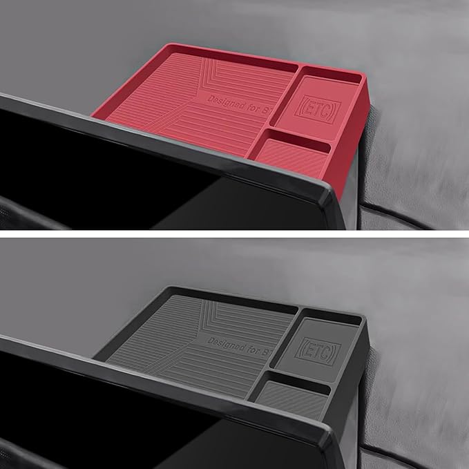 Temmis Dashboard Organizer for Honda CRV 2023-2026 (Gasoline & Hybrid), Silicone Dash Board Tissue Holder Dash Storage Tray Container Box Behind Screen-Red