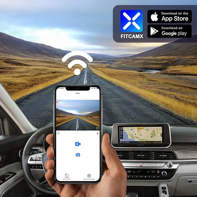 Fitcamx 2K Dual Dash Cam Adapts for Kia Telluride 2020 2021 2022 S LX EX SX X-pro X-Line (Part No.S9000), OEM Style, Front 1440P+Rear 1080P Video, Loop Recording, WiFi & APP, G-Sensor, 64GB Card