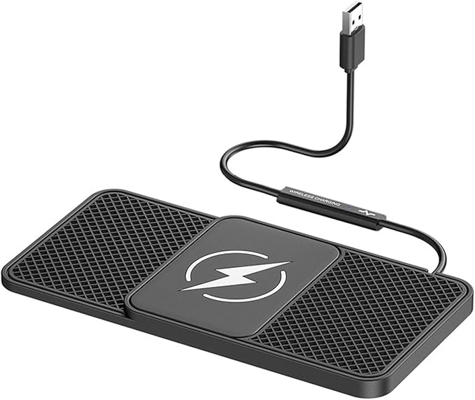 Wireless Car Phone Charger for Tesla Cybertruck Semi, Type C/USB 20W Fast Charging Pad, Non-Slip Charging Station for Travel Home Office Desk, Lightweight, USB