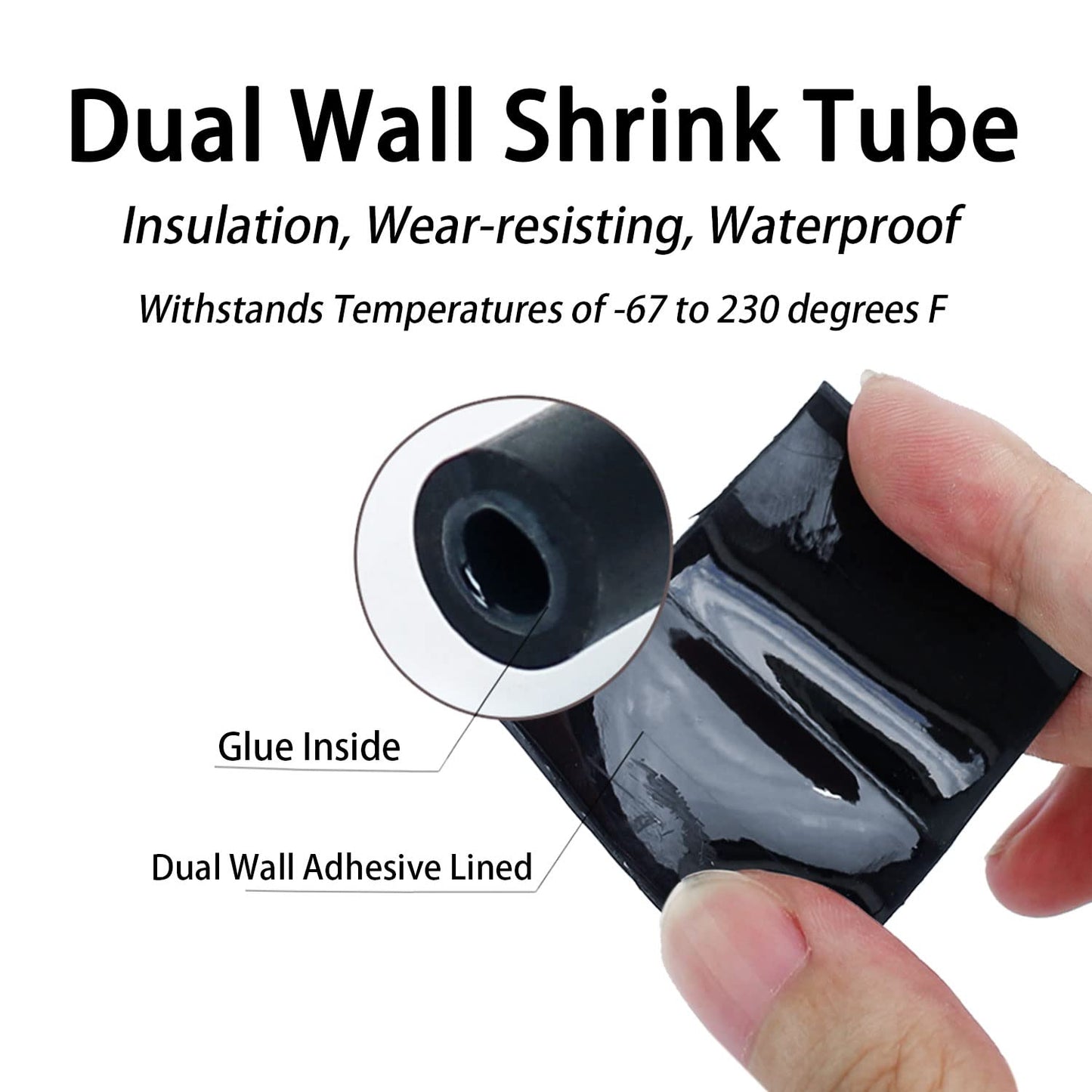 3:1 Ratio Heat Shrink Tubing Roll Adhesive Lined Industrial Marine Grade Dual Wall Heat Shrink Tube Waterproof and Sealed Black (1/2 inches(12.7 mm), 30 Feet)