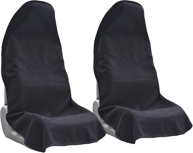 Car Seat Covers Universal Car Protective Front Seat Covers Washable Non-Slip Seat Protectors for Gym Workouts,Waterproof and Sweatproof Towel Seat Covers for Cars,Trucks, Jeeps (2 Pack Black)