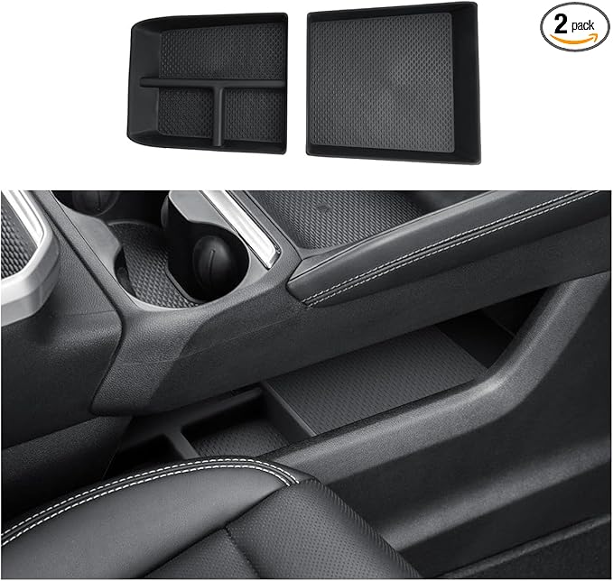 ECOZEN 2026 Terrain Center Console Organizer - 2 Pcs For 2025-2026 GMC Terrain Lower Console Organizer Storage Tray - Compatible with 2025 2026 Terrain(Elevation/AT4/Denali) Accessories TPE