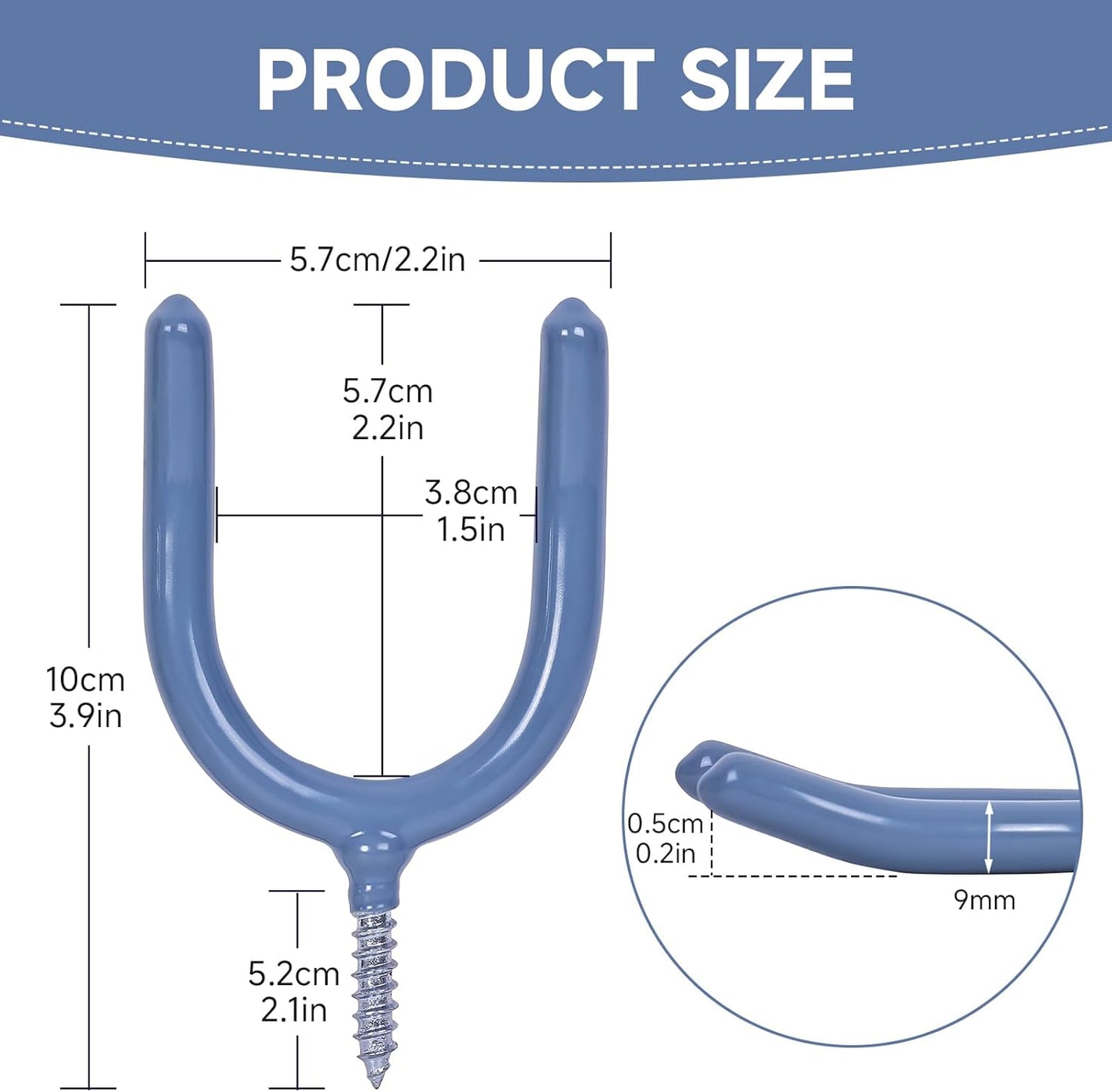 12 Pack Garage Storage System Steel U Hooks with Anti-Slip Coating Home Improvement and Organization Screw in Hooks Easy Wall Mounting Heavy Duty Bike and Ladder (Grey, 12 Pack)