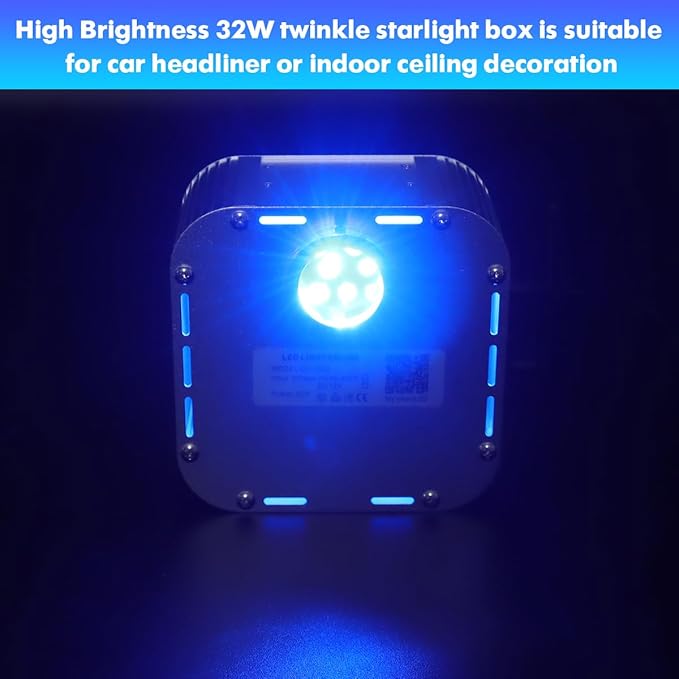 AMKI High Brightness 32W Twinkle 1000pcs Fiber Optic Starlight Headliner Kit 0.03in 13.1ft Fiber Strands RGBW Sound Activated APP Remote Control for Car Home Roof Ceiling Decoration