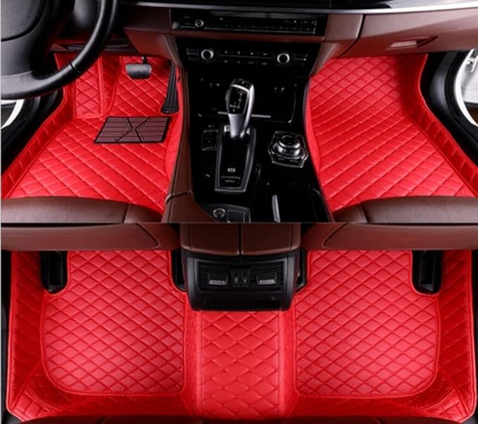 Custome Car Mats Accessories All Weather Floor mats Compatible with Automotive Floor Mats Passenger car mats (All Black red)