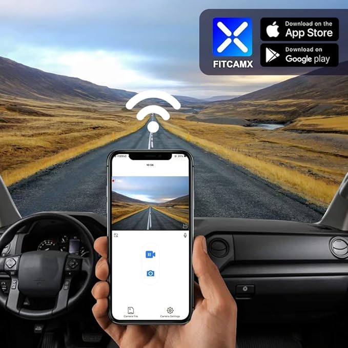 Fitcamx 4K Dual Cam Suitable for Toyota Tundra 2017 2018 2019 2020 2021 & Sequoia 2017-2022 Limited SR5 Platinum, OEM Look, Front 2160P Rear 1080P HD Video, Loop Recording WiFi, G-Sensor 128GB Card