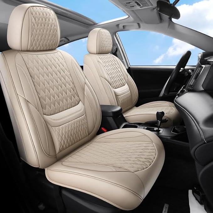Car Seat Covers Full Set Custom Fit for Buick Verano 2012-2017 - Premium Faux Leather with Lumbar Support | Breathable, Waterproof, Anti-Slip, Durable (Beige,Full Set)