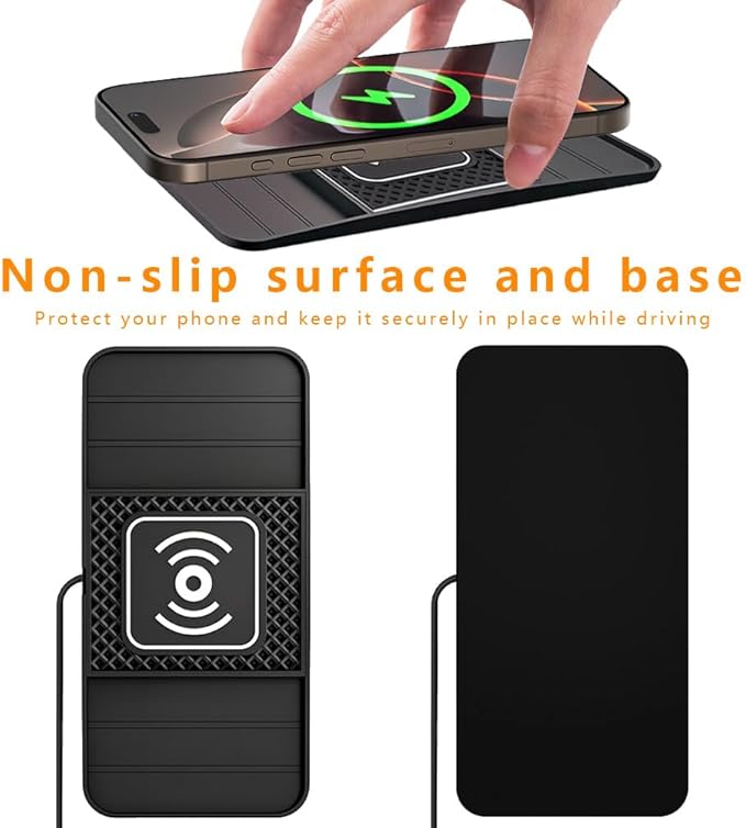 Wireless Charging Pad for Car for Chevrolet Equinox 2005-2026, DIY Trim-to-Fit Slim Non Slip Fast Charger Car Wireless Charging Pad 30CM Cable,A&30cm Type-C Plug Cable