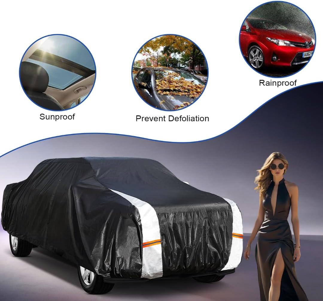 Chevrolet Silverado 1500 Truck Cover Custom Fit 1998-2025 Extended Cab SB (8.1') with Door Zipper, 12 Layers Full Exterior Pickup Truck Cover Waterproof All Weather, Wind Dust Sun and UV Protection.