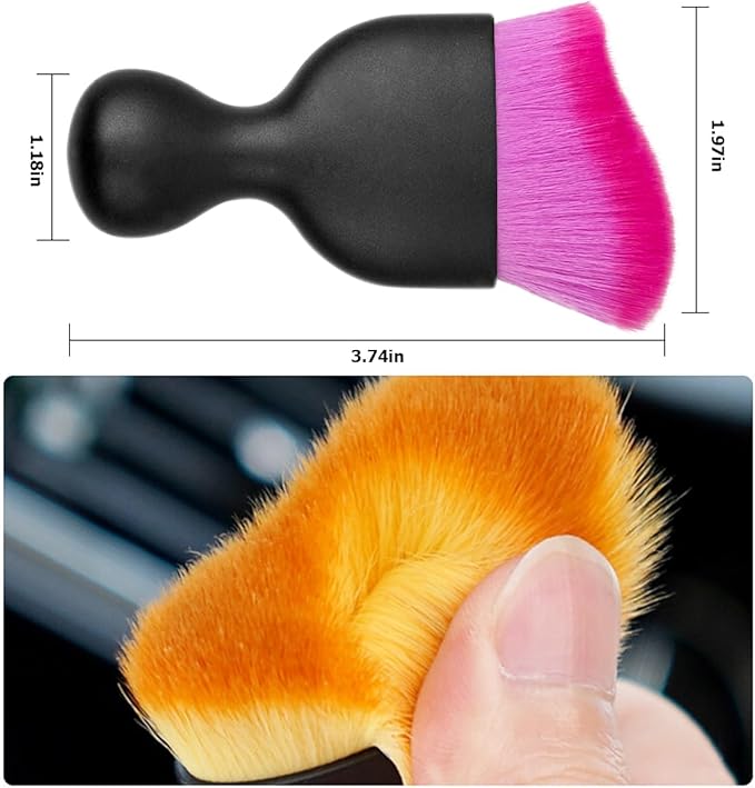 Blilo 2PCS Car Interior Detailing Brush with Dust Cover, Auto Soft Hair Cleaning Brushes, Scratch Free Curved Dirt Collectors, for Vehicle Dashboard Air Conditioner Vents Leather (Deep Purple/2PCS)